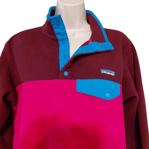 Patagonia Women’s Lightweight Synchilla Snap-T Fleece Pink And Maroon Pullover S - Picture 2 of 6
